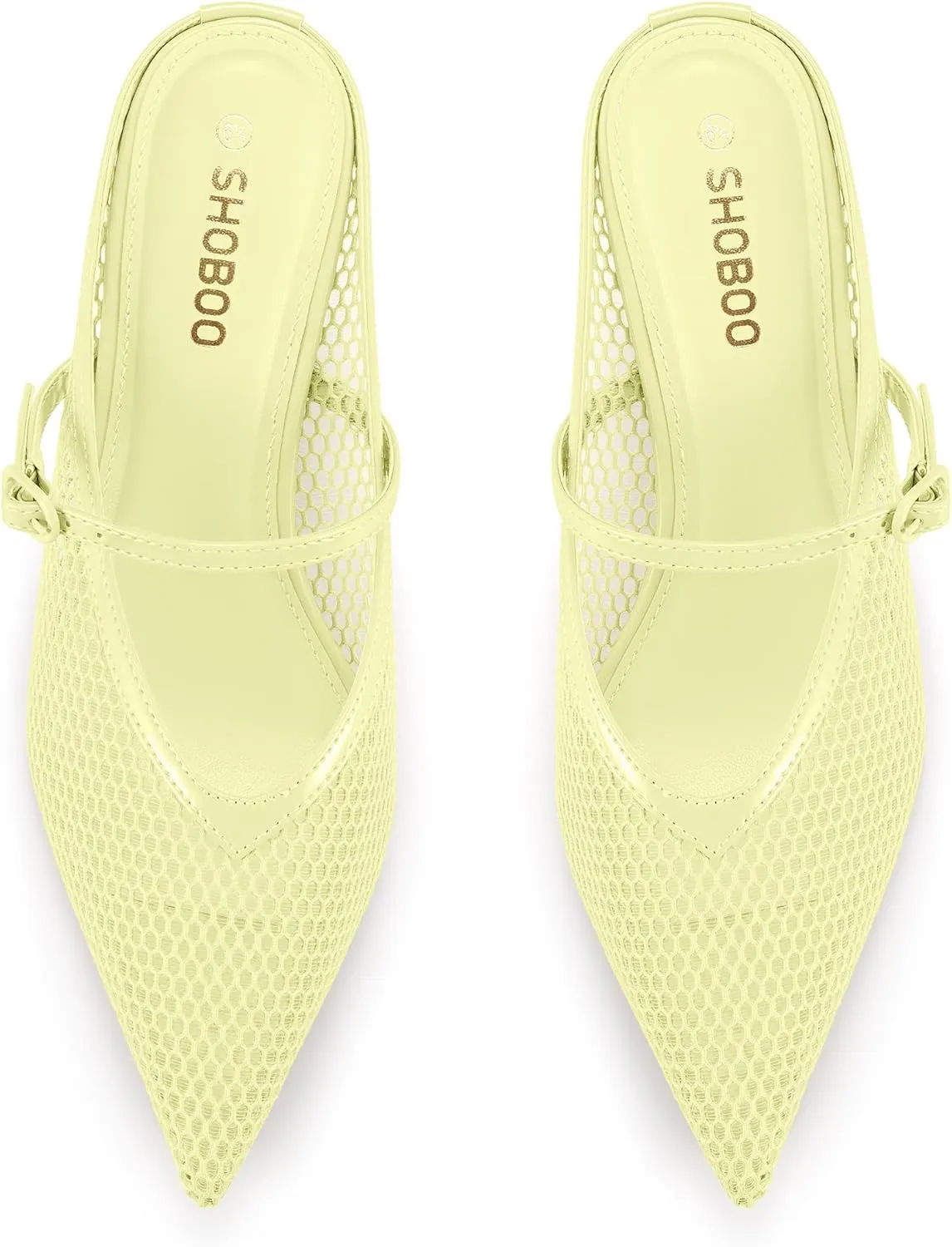 Women's Pointed Toe Kitten Heels Mesh Dress Sandals Slip On Pump Shoes with Strap for Casual Party Office