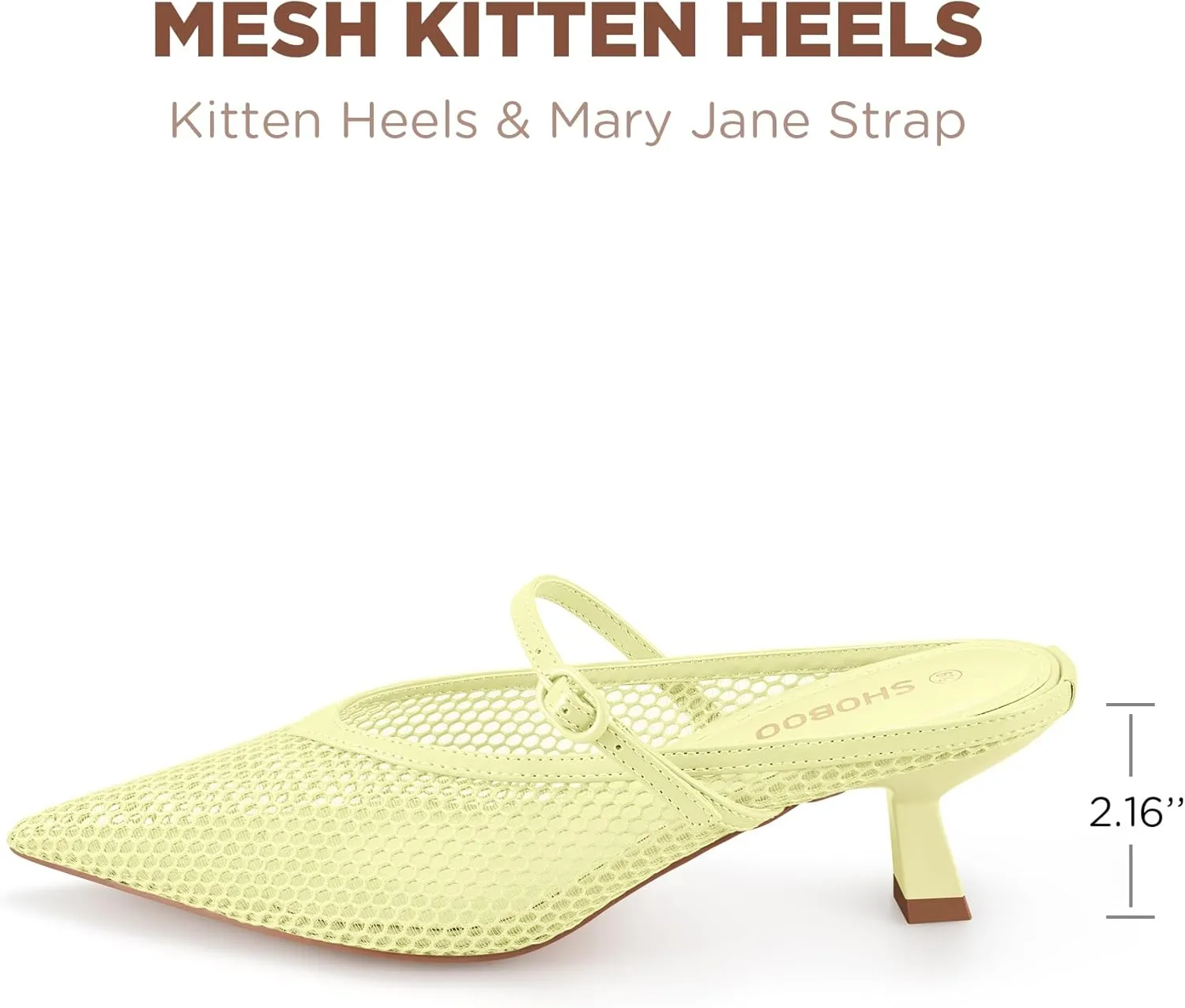 Women's Pointed Toe Kitten Heels Mesh Dress Sandals Slip On Pump Shoes with Strap for Casual Party Office