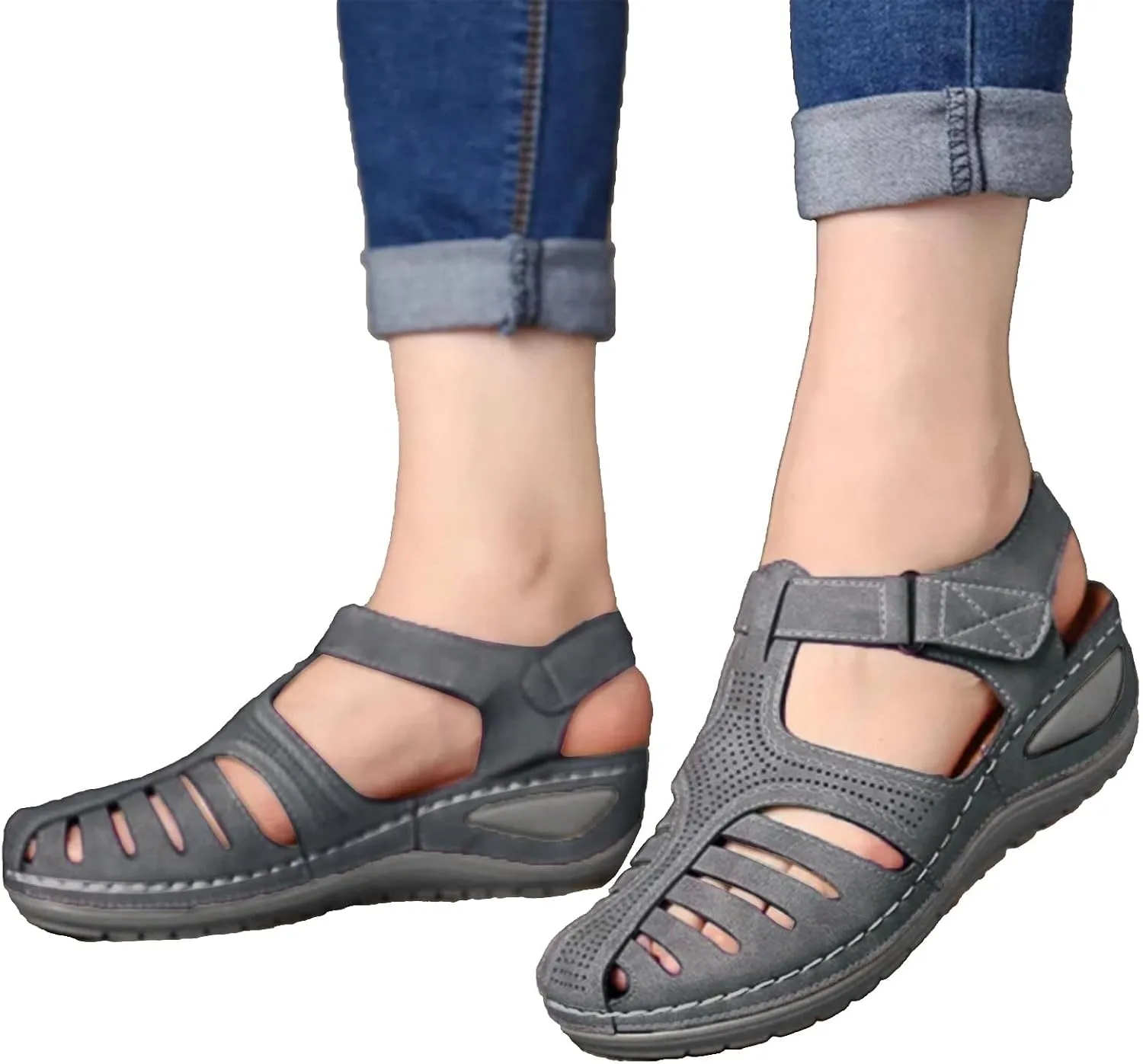 Womens Sandals Wedge Shoes Comfort Ankle Strap Closed Toe Summer Platform Sandals Casual Bohemia Gladiator