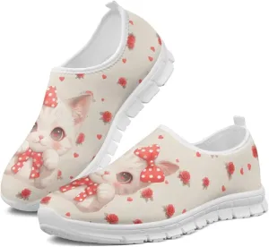 Womens Slip On Walking Shoes Non Slip Fashion Sneakers Breathable Workout Shoes Lightweight Gym Loafers White Sole