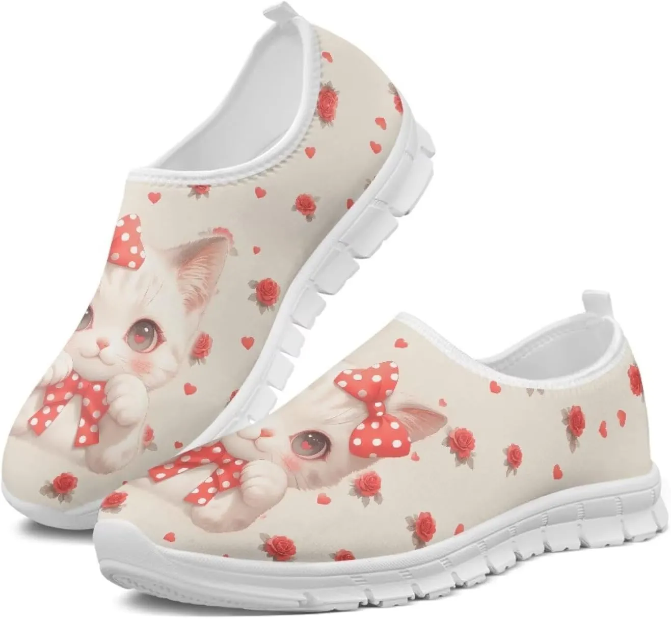 Womens Slip On Walking Shoes Non Slip Fashion Sneakers Breathable Workout Shoes Lightweight Gym Loafers White Sole