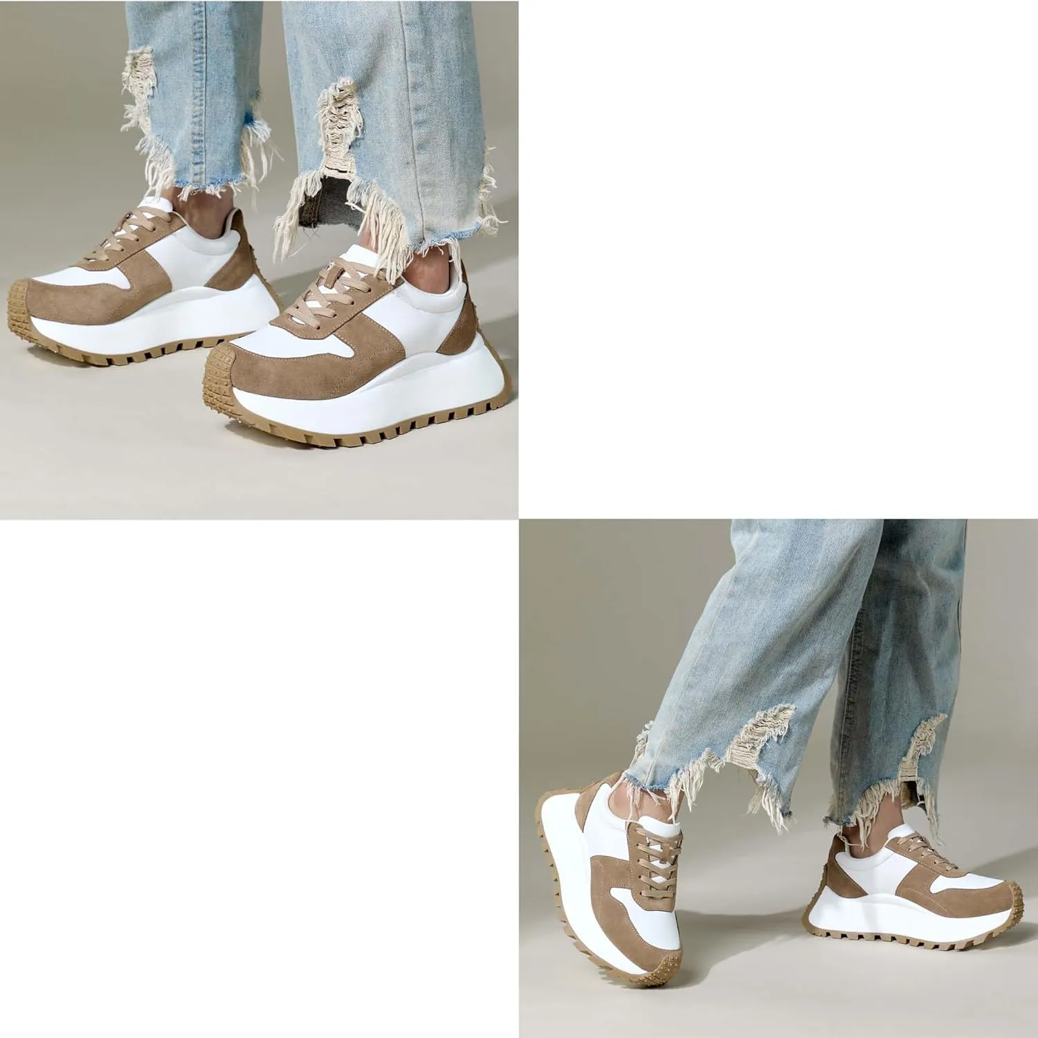 Women's Sneakers Platform Height Increase Casual Walking Shoes Low Lace Up Sneakers Comfortable Non-Slip Women's Shoes