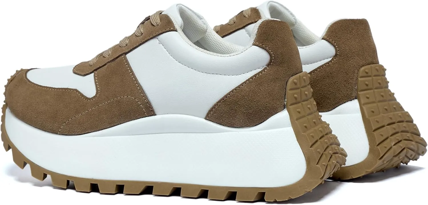 Women's Sneakers Platform Height Increase Casual Walking Shoes Low Lace Up Sneakers Comfortable Non-Slip Women's Shoes
