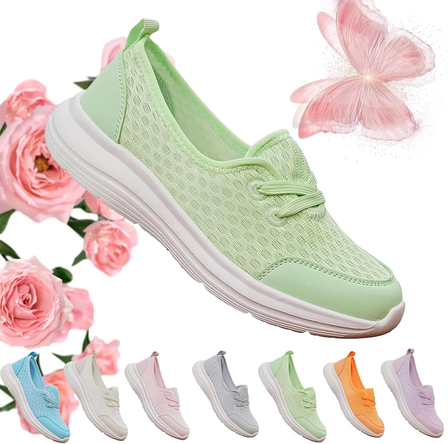 Women's Soft Sole Mesh Comfort Orthopedic Shoes, Breathable Slip-On Flat Walking Shoes, Orthopedic Shoe for Women