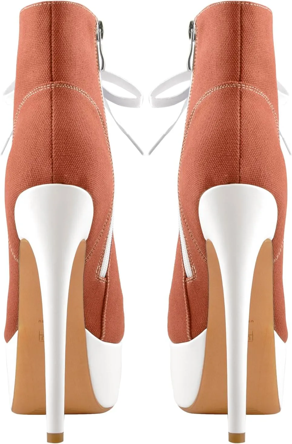 Women's Tie Up Platform High Heels Zip Up Ankle Boots Canvas Fashion Sneakers