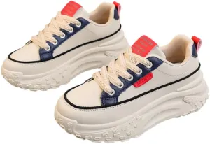 Women's Trendy Sneakers All-Match Lace Up Low Top Trainers Comfortable Skate Shoes Breathable Fabric & Rubber Sole for Casual & Streetwear Style