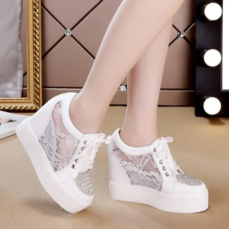 Women's Wedge Sneakers, high-Heeled Platform high-top lace-up Fashion Sneakers, Tennis Shoes Women's Wedge Platform Shoes
