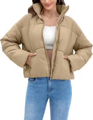 Women's Winter Quilted Jackets Casual Long Sleeve Puffer Coat Padded Outwear Fall Fashion 2024 with Pockets