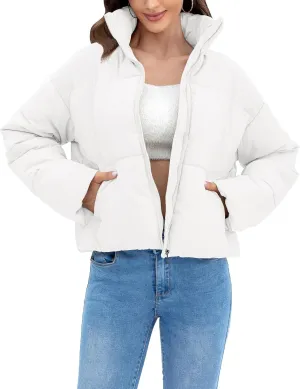 Women's Winter Quilted Jackets Casual Long Sleeve Puffer Coat Padded Outwear Fall Fashion 2024 with Pockets