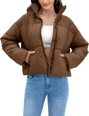 Women's Winter Quilted Jackets Casual Long Sleeve Puffer Coat Padded Outwear Fall Fashion 2024 with Pockets