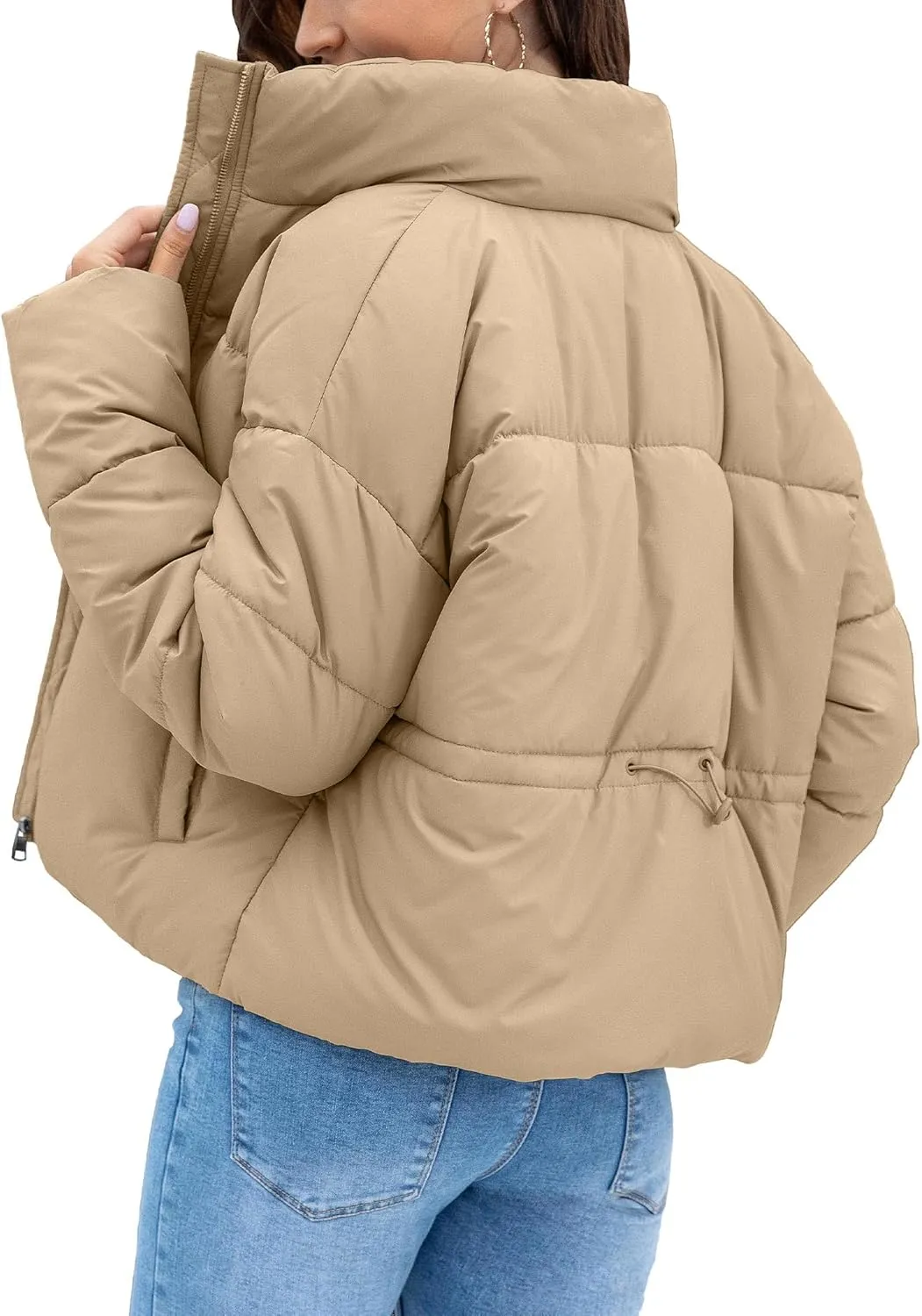 Women's Winter Quilted Jackets Casual Long Sleeve Puffer Coat Padded Outwear Fall Fashion 2024 with Pockets