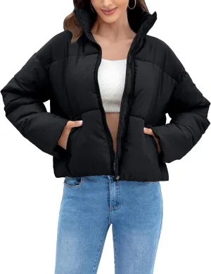 Women's Winter Quilted Jackets Casual Long Sleeve Puffer Coat Padded Outwear Fall Fashion 2024 with Pockets