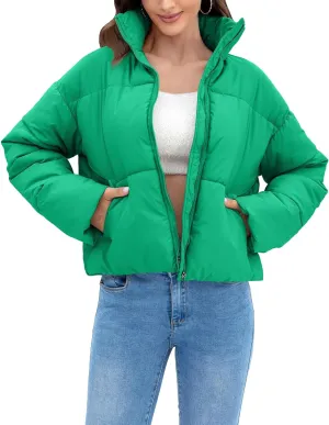 Women's Winter Quilted Jackets Casual Long Sleeve Puffer Coat Padded Outwear Fall Fashion 2024 with Pockets