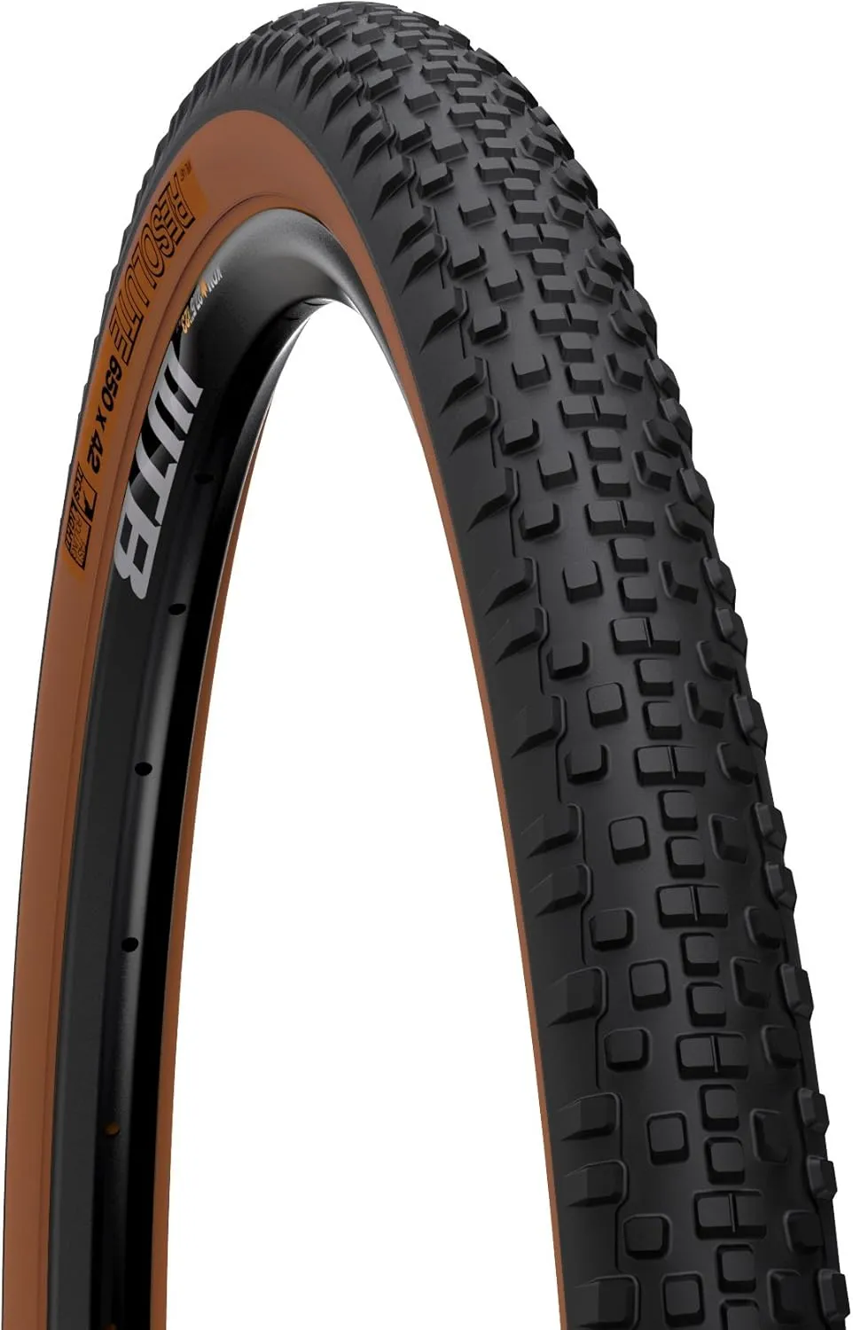 WTB Resolute 650 x 42 Gravel Bike Tire, Tubeless Ready Folding Bead, Lightweight Fast Rolling, Iconic Tan Sidewall, Mud Shedding, SG2 Puncture Protection for Gravel & Cyclocross