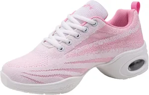 YUKTOPA Womens Dance Sneakers Jazz Shoes Lace-up Walking Shoes Lightweight Breathable Lady Platform Shoes