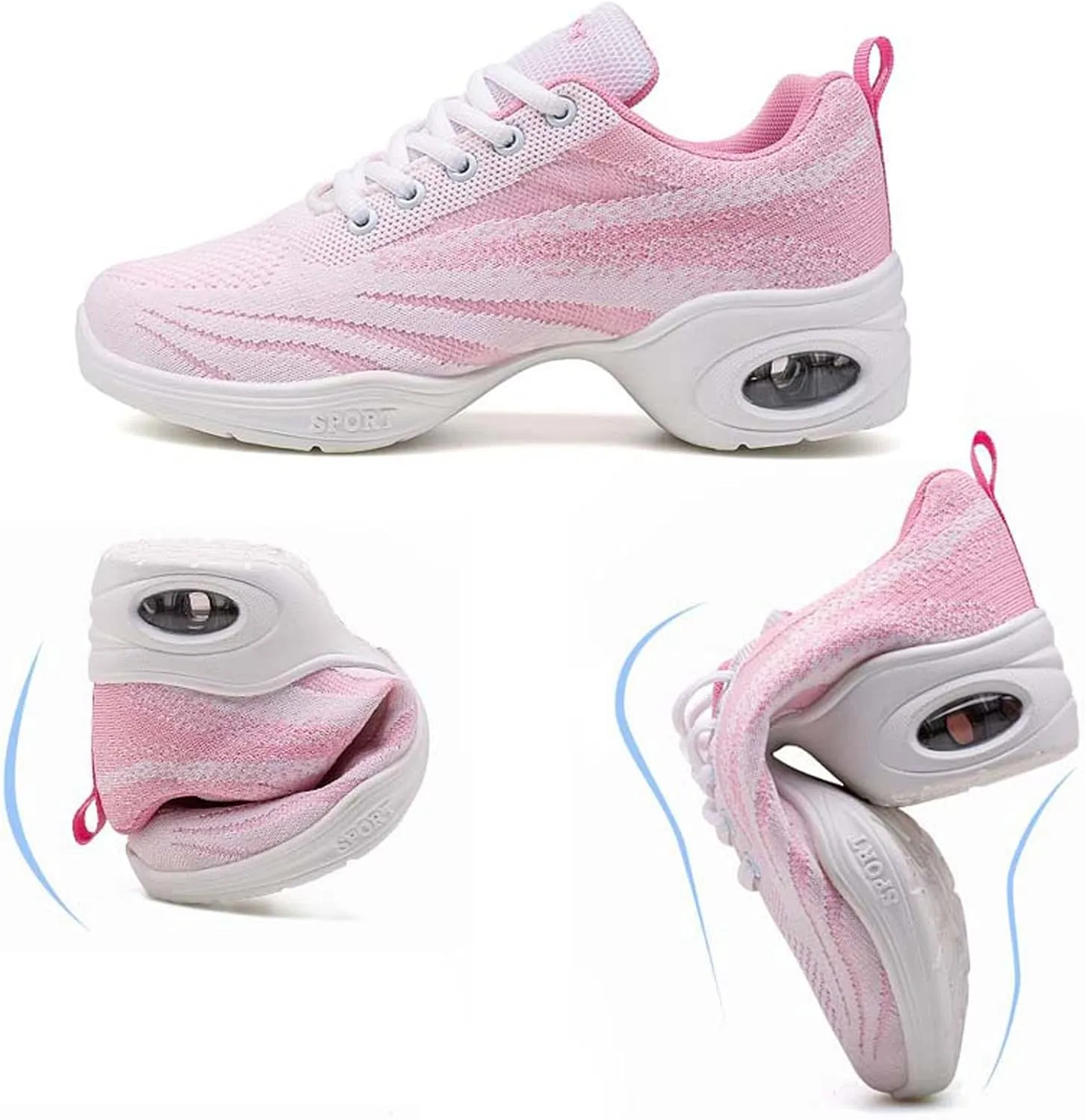 YUKTOPA Womens Dance Sneakers Jazz Shoes Lace-up Walking Shoes Lightweight Breathable Lady Platform Shoes