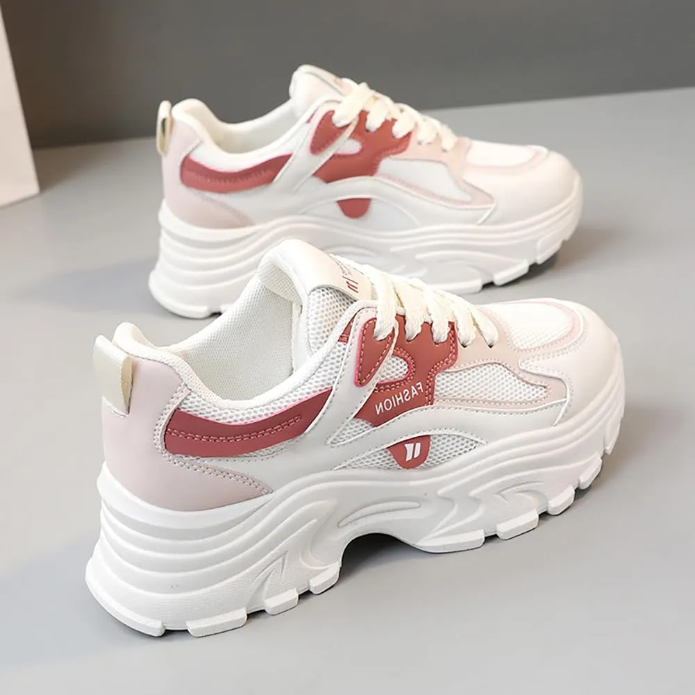 YYSPR Women's Fashion Platform Lace Up Sneakers Lightweight Walking Running Shoes