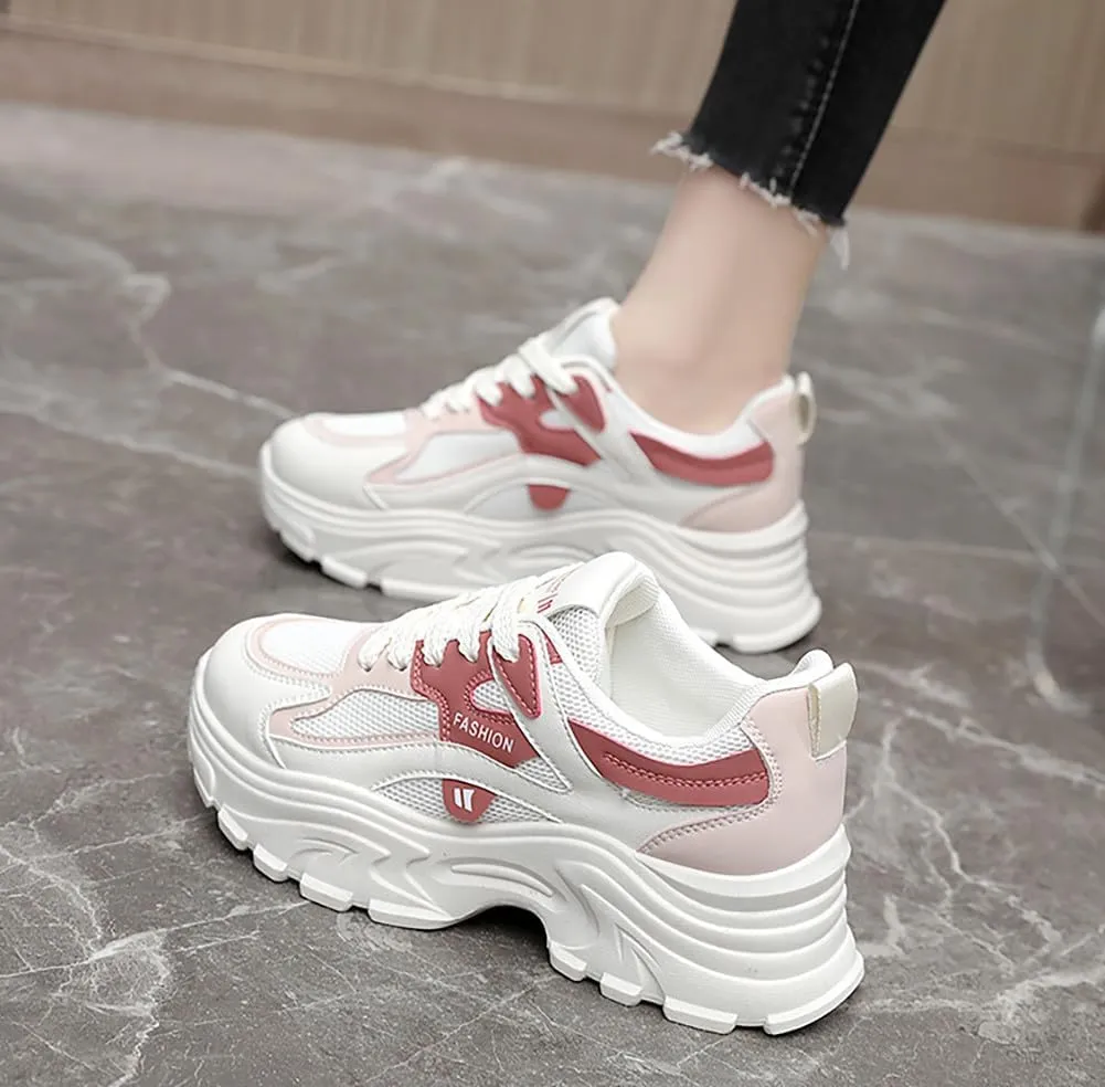 YYSPR Women's Fashion Platform Lace Up Sneakers Lightweight Walking Running Shoes