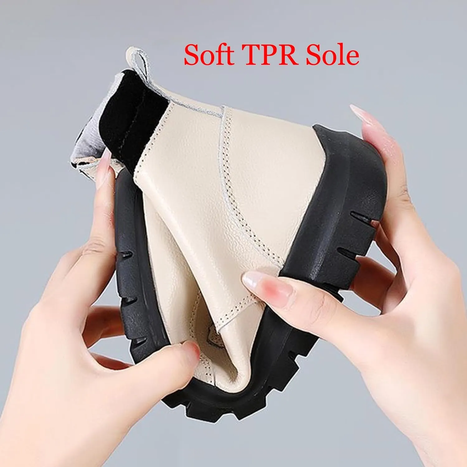 Zeberfi Women's Genuine Leather Flats Ankle Boots Fashion Round Toe Lace Up Soft Sole Casual Booties Retro Comfortable Lightweight High Top Walking Shoes