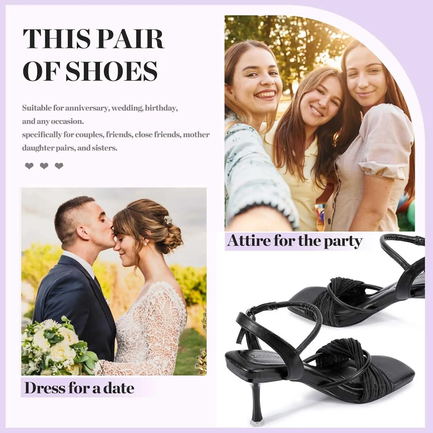 Zelaprox Women's Kitten Heels Square Open Toe Ankle Adjustable Strap Sandals Strappy High Heel Lace Up Sexy Fashion Comfortable Cushioned Shoes Dress Party Wedding Pumps
