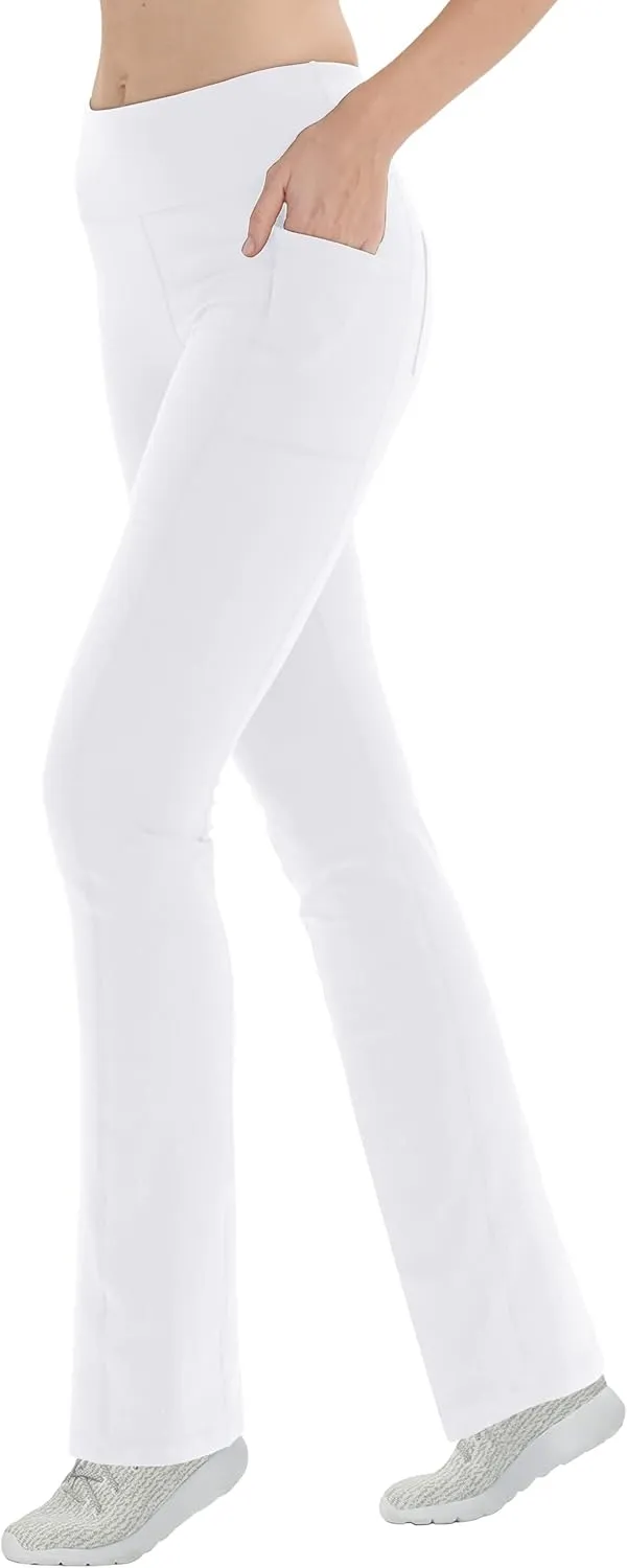 Zeronic Women Yoga Dress Pants Stretchy Bootcut High Waist Straightleg Workout Office Slacks with Pockets Bootleg Flare Pants