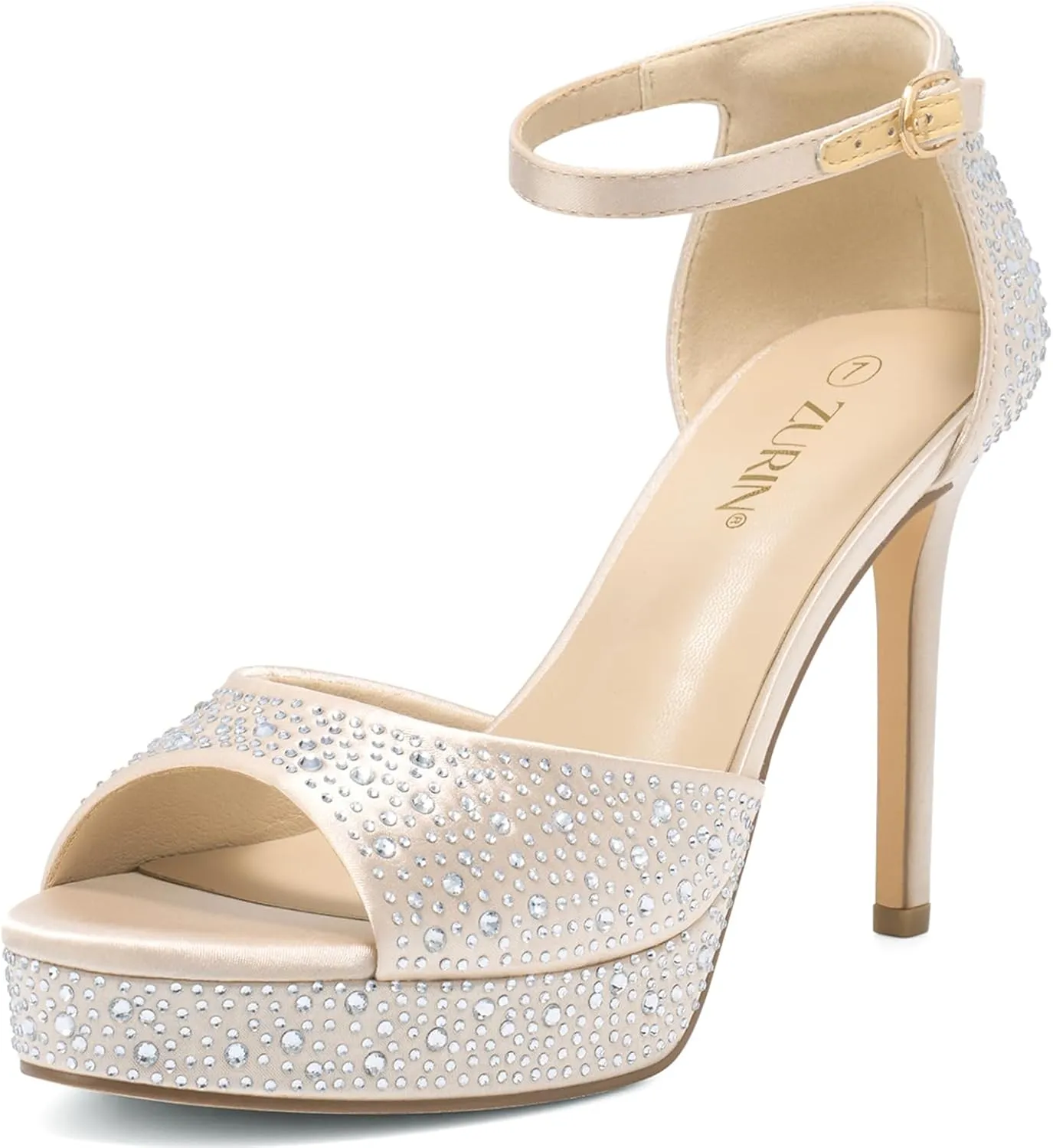 ZURIN Women's Peep Toe Ankle Strap High Heels Platform Stiletto Heeled Sandals Sexy Dressy Shoes for Party Wedding Bridal Pumps Sandals